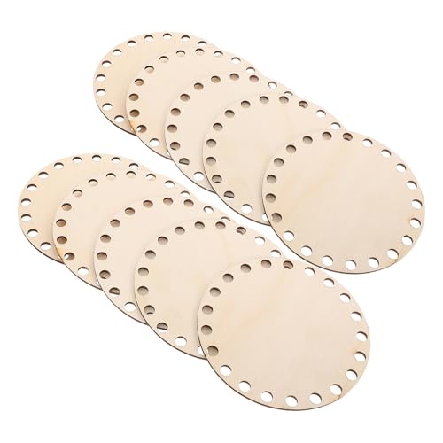 HAPINARY 10 Piezas Bases de Madera Redondas para Cestas Fondo para Crochet Base Sólida para Manualidades DIY y Bolsos Hechos Mano