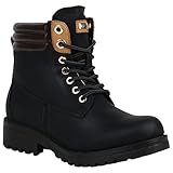  stiefelparadies Damen Stiefeletten Worker Boots Warm Gefüttert 151710 Schwarz Berkley 39 Flandell