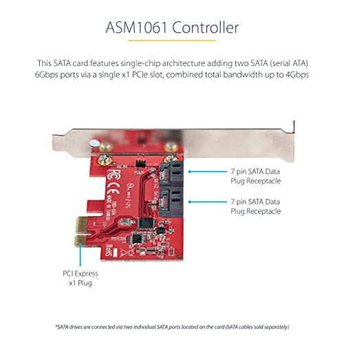 Image of StarTech 2-Port SATA III PCIe Card, 6Gbps, TAA, NCQ (2P6G-PCIE-SATA-CARD)