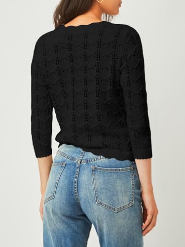 Women's Cardigan Sweaters Trendy 2025 Lightweight Button Down Crewneck Knit Work Casual Outfits Clothes4