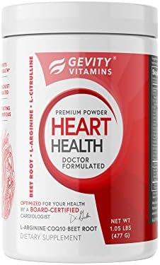 GEVITY VITAMINS Heart Health Powder, L-Arginine L-Citrulline Complex with 1000mg Coenzyme Q10 (CoQ10), Enhance Nitric Oxide, Cardiovascular Support Supplement, 30 Servings