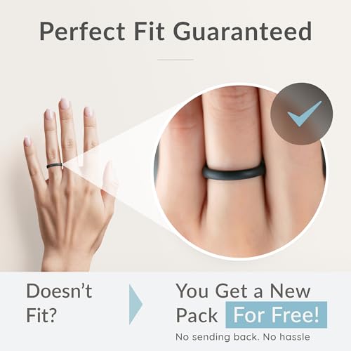 ThunderFit Women's Thin and Stackable - Silicone Rings Wedding Bands - Promise rings 2.5mm Width - 2mm Thick, 5.5 - 6 (16.5mm), Silicone, No Gemstone2