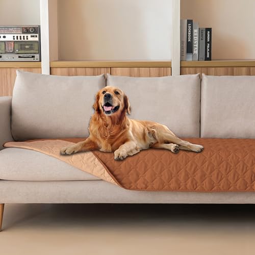 Image of gogobunny 100% Double-Sided Waterproof Dog Bed Cover Pet Blanket Sofa Couch Furniture Protector for Puppy Large Dog Cat, Reversible (30x90 Inch (Pack of 1), Dark Pumpkin /Light Pumpkin)