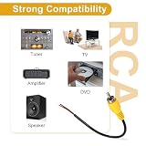 QUARKZMAN 15,5 cm płaski, żółty adapter wtykowy RCA męski do końca pustego drutu, kabel audio-video RCA, do wzmacniacza i głośnika, opakowanie 2 szt