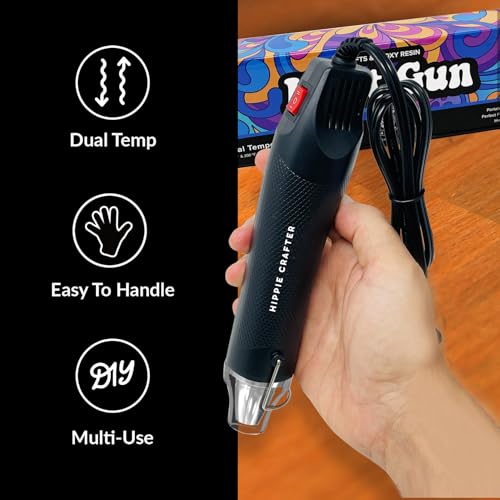 HIPPIE CRAFTER Heat Gun for Crafting, 2-Speed 300W Craft Heat Gun, Mini Hot Air Torch Tool for Resin, Polymer Clay, Candle Making, Shrink Wrapping, Embossing, Epoxy Painting by HIPPIE CRAFTER - Image 2