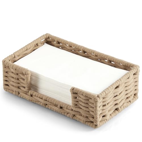 ZMZKKLL Napkin Holder for Bathroom, Woven Wicker Cotton Rope Guest Towel Holder Tray, Disposable Paper Hand Towel Holder for Bathroom Accessories, Dinner Napkin Holder for Kitchen Table Party