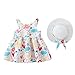 AIMAOMI Baby Girls Butterfly Tutu Dress Summer Sleeveless Backless Lace Princess Birthday Party Dress with Straw Sun Hat (White, 3-4 Years)