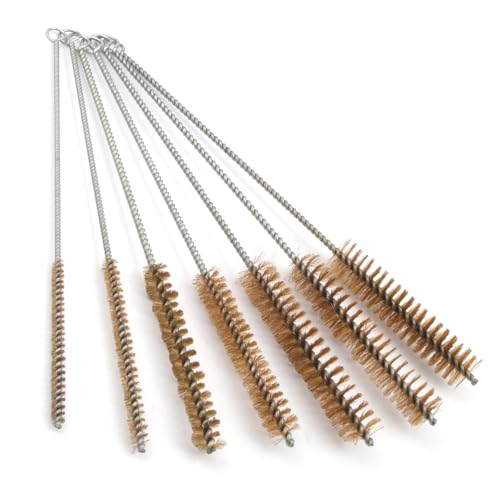 7 Stück Messingrohrreinigungsbürste, Messing Zylinderbürste, Sauber Bohrlochbürste,für Reagenzgläser Reinigen,Strohhalm Bürste kleine Zwischenräume,6mm/8mm/10mm/12mm/15mm/20mm/22mm