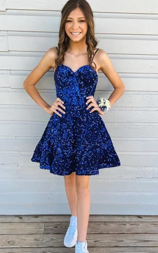 Sequin Homecoming Dresses Short for Teens 2025 Spaghetti Cocktail Party Dress TN3584