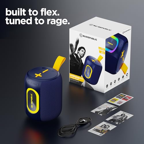 Image of Nu Republic SonicPop 2000 Portable Bluetooth Speaker | 16W Loud Sound, XBASS Deep Bass, RGB Lights, 66mm Driver, TWS Pairing, BT 5.4, Multi-Port, 6 Hrs Playtime, Carry Strap (Blue)