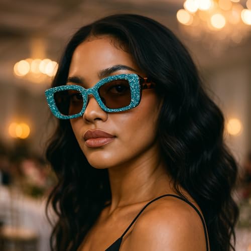 ICARA Fashion Rhinestone Sunglasses Women Crystal Sparkling Diamond Rectanglar UV400 Trendy Retro bling Party Sunglasses4