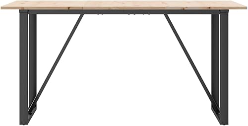 Miniatura 4 de Rustic 6-Seater Dining Table Solid Pine Wood Rectangular Kitchen Table 55.1x31.5x29.5 in Brown Vintage Style with Steel Legs for Dining Room Home