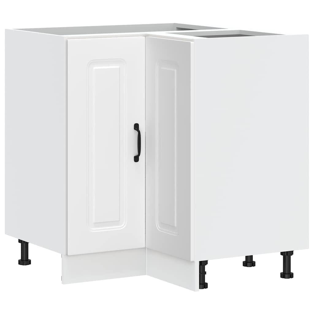 Eckunterschrank mit Tür Küchenzeile Sideboard Küche Organizer Geräumiger Küchenschrank mit Viel Stauraum Aufbewahrungsschrank Weiß 75,5x75,5x81,5 cm Holzwerkstoff