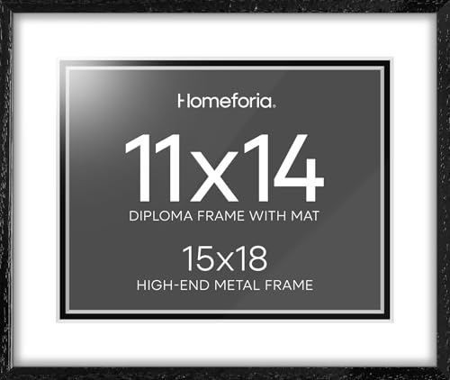 Image of Homeforia 15x18 Diploma Black Wood Frame, High End Black Oak 15 x 18 Certificate Frames with Mat 11 x 14, 18x15 Document Frame Matted to 11x14, Degree Wooden Frames, Tempered Glass, Wall Kit, Set of 3