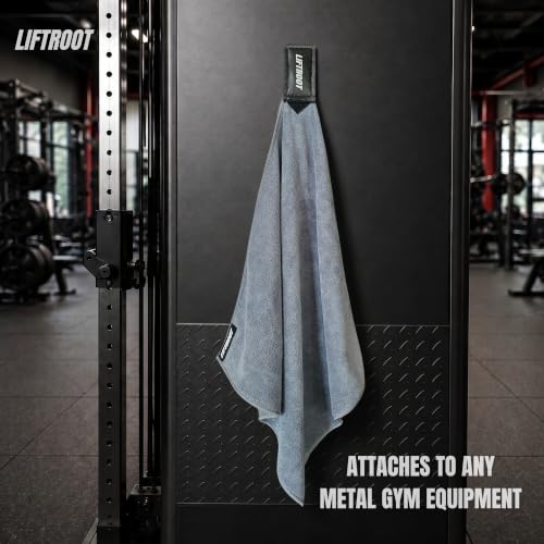 Image of Magnetic Gym Towel with Phone Mount - Microfiber Workout Towel with Strong Magnetic Holder, Attaches to Gym Equipment, Hands-Free Workout Recording, Sweat Absorbent for Men & Women