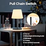 Gewiny Shower Lamp Battery Operated Outdoor Table Lamps Cordless Waterproof LED Dimmable Warm White and RGB Table Lamps Rechargeable Lamp Outdoor Lamps for Patio/Bathroom（Black）