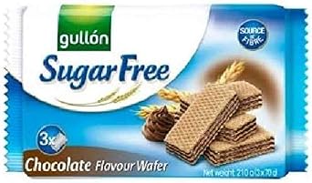 Gullon Sugar Free Wafer Biscuits 10 x 210g Packs - Variety (5 x Vanilla + 5 x Chocolate)