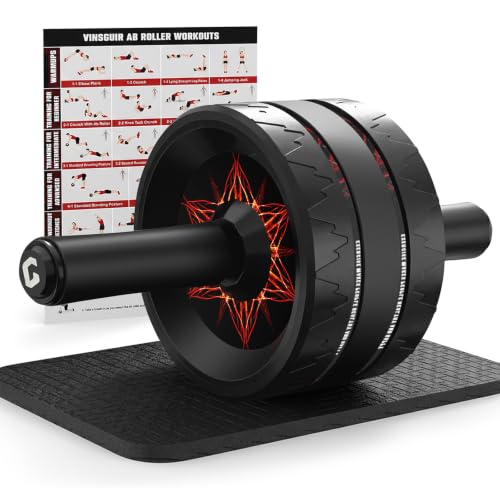 Image of VINSGUIR Ab Roller Wheel, Abs & Core Workout Equipment for Home Gym with Knee Pad Accessories, Abdominal Wheel for Full-body Strength Training