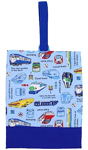 miwaki 上履き入れ シューズケース 靴袋 男の子 手提げ 小学校 幼稚園 保育園 日本製 ハンドメイド お名前タグ付き 水色 新幹線 在来線 BL bag13