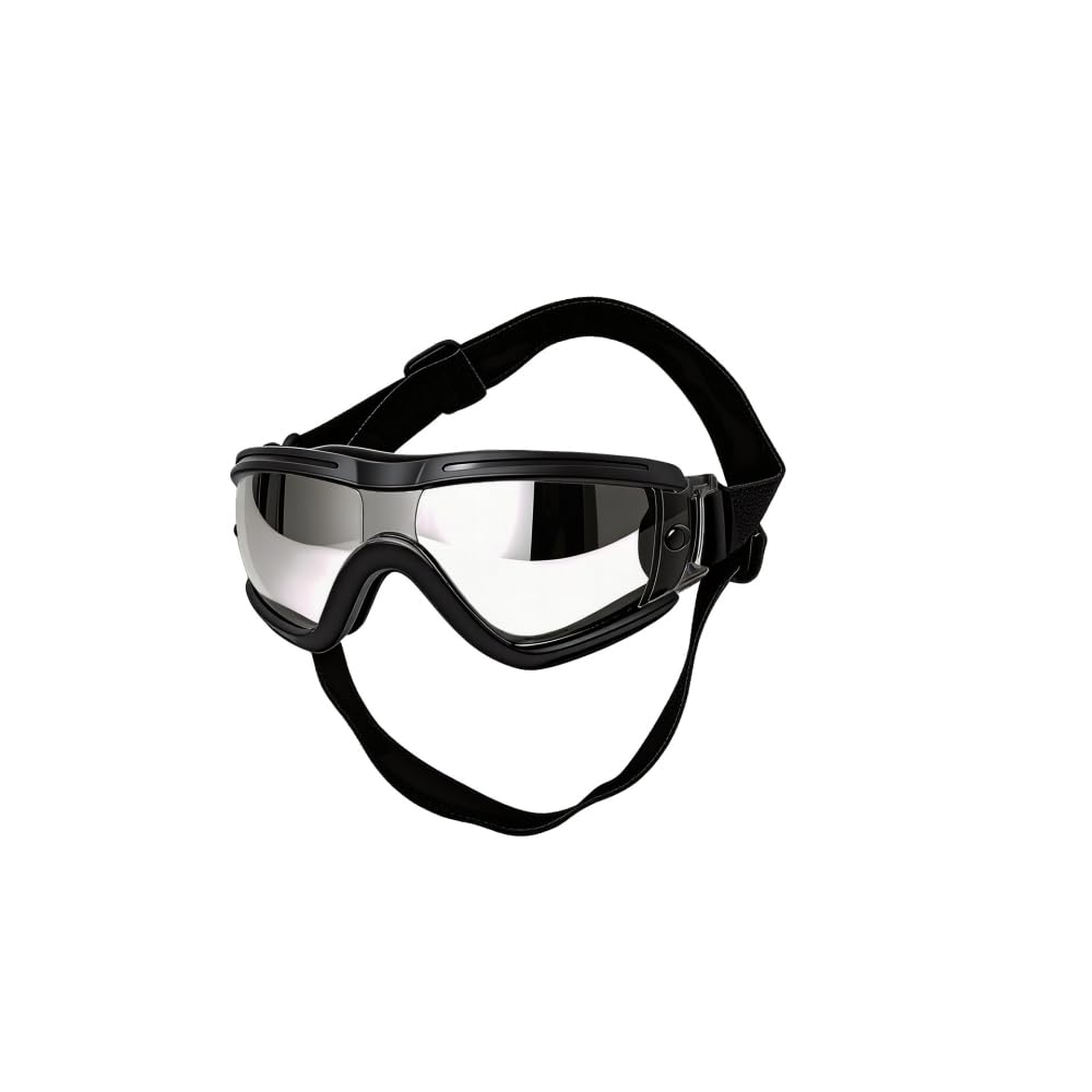 DYRBF Okulary przeciwsłoneczne dla zwierząt domowych dla małych psów i kotów, jednoczęściowe okulary przeciwsłoneczne z zakrzywioną oprawką z regulowanym paskiem, ochrona przed promieniowaniem UV