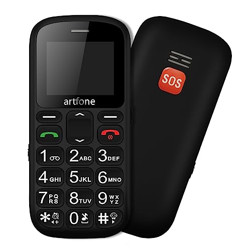 artfone CS181 Teléfono Móvil para Personas Mayores Teclas Grandespara Mayores, 2G gsm con SOS Botón, 1.8 Pulgadas, Fácil de Usar para Ancianos, Negro