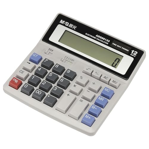 Calculadoras de oficina PATIKIL con pantalla LED grande y sistema de doble alimentación gris