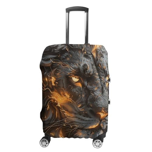 Lion with Fire Elastic Luggage Cover Suitcase Protector for 19-32 Inch Suitcases | Universal Stretchable Travel Bag Cover | Anti-Scratch, Washable with Zipper Closure L