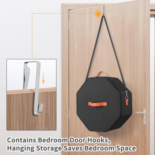 kushon Hat Storage Box for Women & Men, Hardboard Support Hat Boxes with 1 Door Hook Hat Organizer, Cowboy Hat Box for Travel, Hat Bag Hat Case (Black) - Thumbnail 7