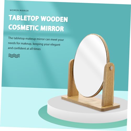 Miroir maquillage ovale bois composite kaki finition épurée pour coiffeuse