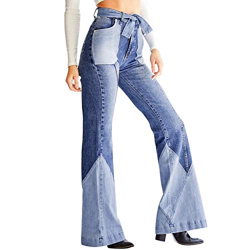 Generisch Low Waist Jeans Damen Flare Jeans Vintage Schlaghose