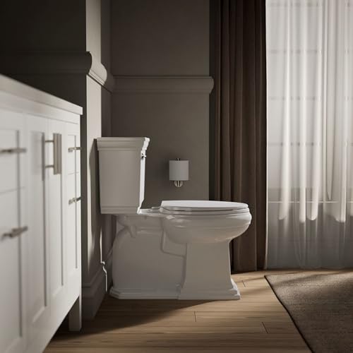 Image of KOHLER Brevia Slow Close Elongated Toilet Seat, White | 20110-0, Grip-Tight Bumpers, Quiet Close, Quick-Attach Hardware
