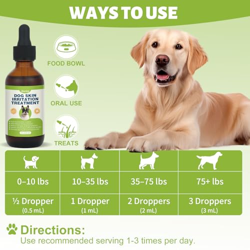 Dog Skin Irritation Treatment – Liquid Allergy & Itch Relief for Dog, Hot Spot Treatment for Dogs, Support for Dry Skin, Paw Licking, Scratching - 2 fl oz (60ml) Liquid Supplement, Bacon Flavor - Thumbnail 5