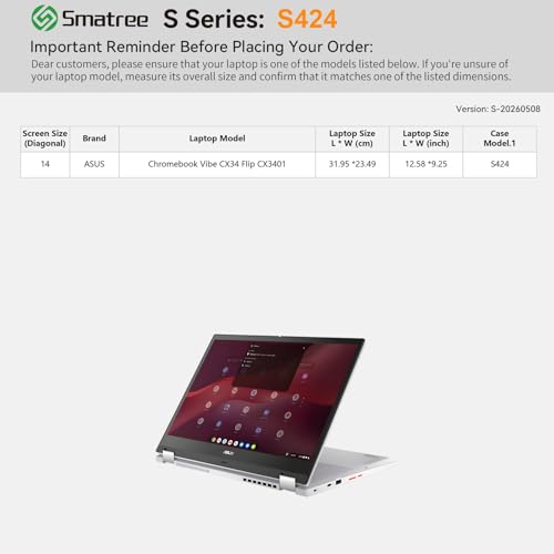 Image of Smatree SlimPro Case for 14 inch ASUS Chromebook Vibe CX34 Flip CX3401