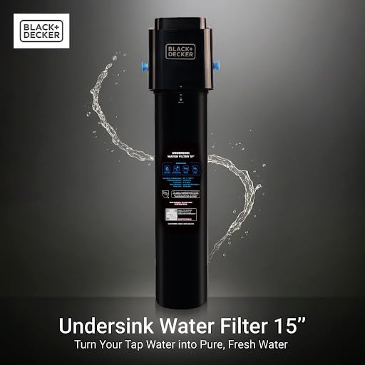 Image of BLACK+DECKER Undersink Water Filter 15'' | 2 Years | Reduces CHLORAMINE, Chlorine,Lead, PFAS, Bad Taste, Odor | Under Counter Water Filter Direct Connect to Kitchen Faucet | NSF /ANSI 42 Certified