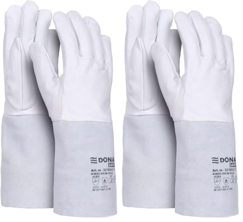 DONAU SAFETY Guante de soldador de piel de cabra para soldadura TIG/talla 9, 1 par/tacto suave, muy suave y cómodo/guantes de trabajo de cuero/guantes de protección (Paquete de 2)