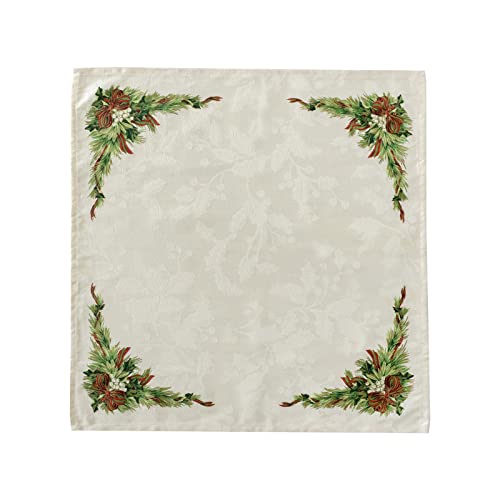 Image of Benson Mills Christmas Ribbons Engineered Printed Fabric Cloth Napkins for Christmas, Winter, and Holiday Tablecloths (19 inch X 19 inch Napkins Set of 4, Xmas Ribbons)