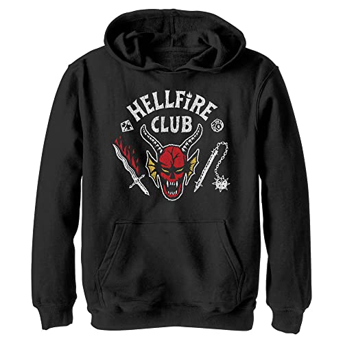 Netflix Unisex Child Stranger Things Hellfire Cut Youth Pullover Hoodie Sweatshirt Black Large US