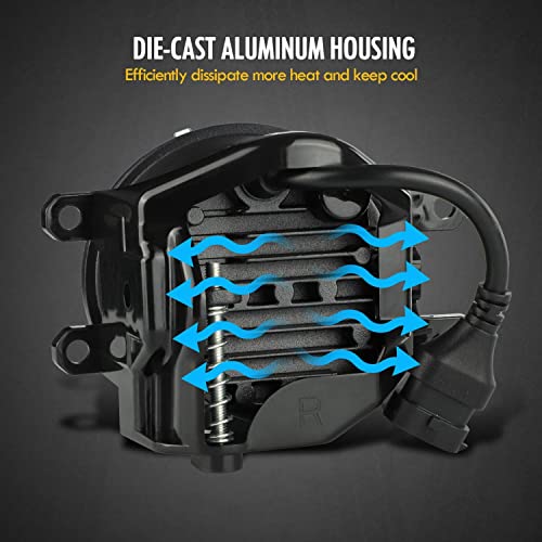 Partsam 12V LED Fog Lights Assembly Kit 54W 5000LM Compatible with Tacoma 2016-2022 4Runner 2014-2022 Tundra 2014-2019 Bumper Driving Lamp Aluminum Housing Black DOT Approved 2pcs - Thumbnail 4