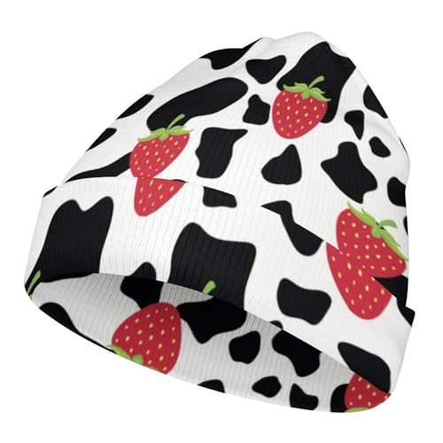 Strawberry Cow Kids Beanie Hat for for Girls Boys Children Cap Winter Knitted Chemo Cancer Headwear Accessories Gifts Decoration