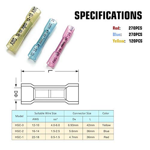 image for 660 PCS Heat Shrink Butt Connectors Qibaok Crimp Electrical Wire Conne
