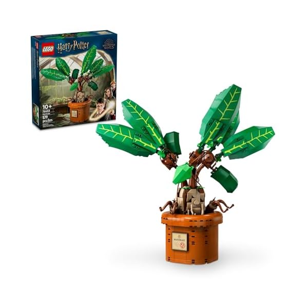 LEGO Harry Potter Mandrake Figure & Pot Plant Toy, Harry Potter Collectible Gift Idea for Kids, Magical Creature Playset for Room décor, Harry Potter Toy for 10 Year Old Girls, Boys or Any Fan, 76433