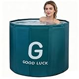 GENDLTHIJ Foldable Bath Tub for Adults, Large Foldable Hot Cold Plunge Tub for Recovery, Collapsible Hot Cold PlungeTub Suitable for Home Outdoors Gyms (Green Bath Bucket with Thermal Cover,80cm)