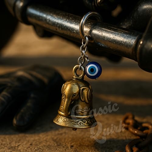 Image of Evil Eye Hooked Guardian Bell Keychain - Protective Lucky Charm Bell with Clip Hook for Bike, Car, Key & Bag | Spiritual Good Luck Talisman Gift