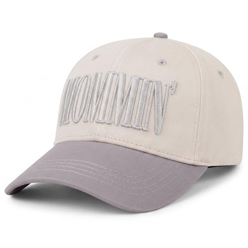 Image of Mommin Trucker Hat for Women, Vintage Two-Tone mom hat with Mommin 3D Embroidery, New Mom Gifts Mothers Day Outfits