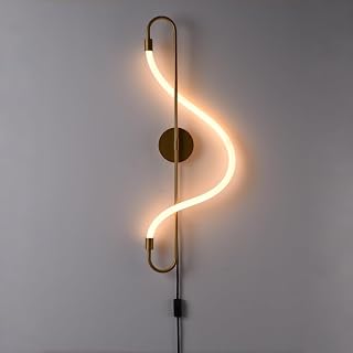 Modern Flexible Musical Note LED Wall Sconce for Bedroom, Gold/Left | Artistic musical note shape, flexible silicone LED tube, dual installation options, fits for bedroom, living room