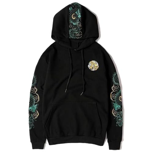 Sweat dragon brodé coton homme WOLONG pour éviter les imprimés usés