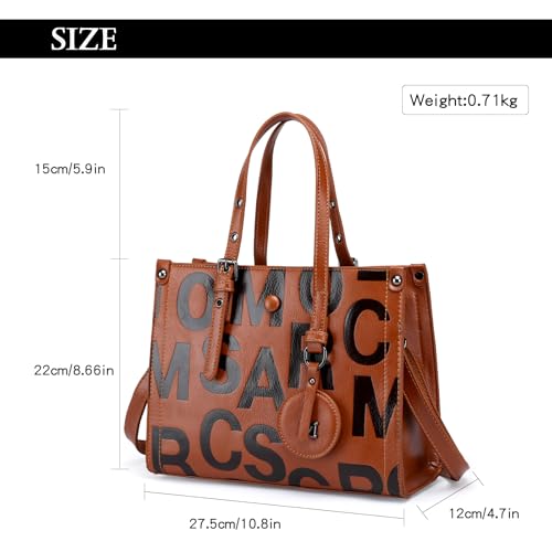 Travistar Handbags Purses for Women - Letter Embossed Crossbody Satchel Bag Leather Top-handle Handbag Shoulder Tote Purse4