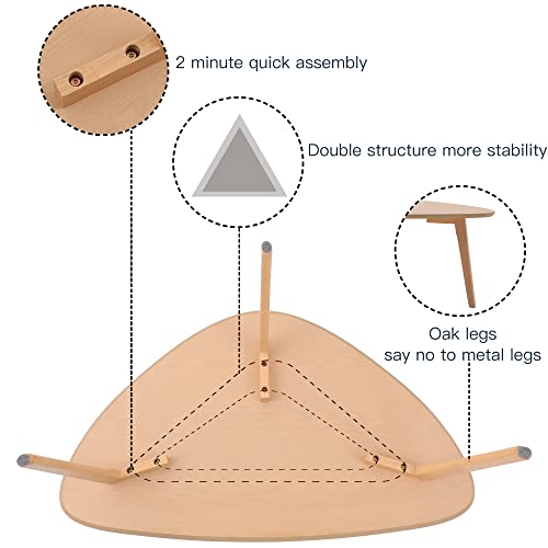 Small Coffee Table Mid Century Modern Wood Oval Coffee Tables Retro Minimalist Style Chic For Living Room,Natural Wooden Texture,Unique Triangle Tabletop,Oak Leg,Easy Assembly,38.5" #TOP6