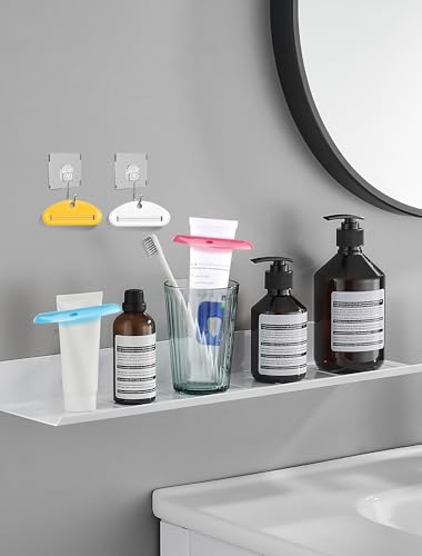 EVOULTES 4PCS Toothpaste Squeezer, Colorful Plastic Toothpaste Tube Squeezer Toothpaste Dispenser HangingTube Squeezer Tool, Toothpaste Clip for Bathroom, Suitable for Toothpaste, Cream, Cosmetics