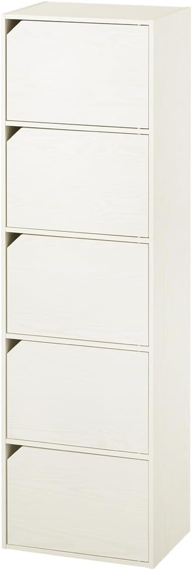 ぼん家具 【完成品】 カラーボックス 扉付き 5段 幅42×奥行29.1×高さ